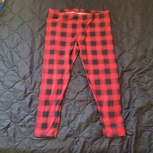 Plus Sized Red Buffalo Plaid Fleece Leggings